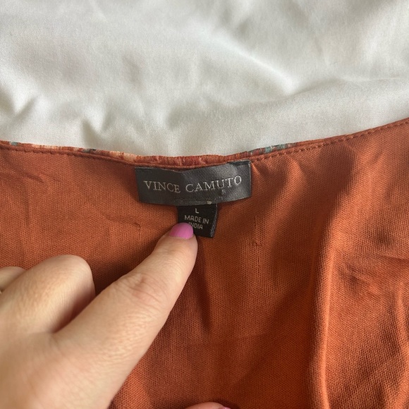 Vince Camuto Rust Patterned Midi Dress - Picture 6 of 8